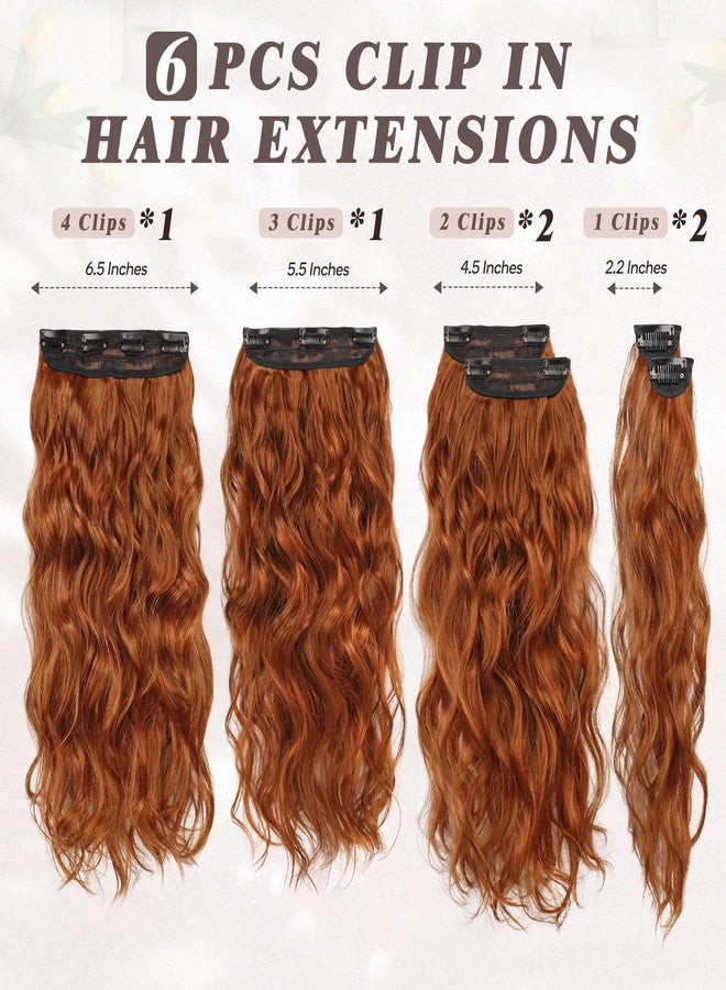 بارسدار وصلات شعر بارسدار النحاسية بمشابك - 20 بوصة، 6 قطع، وصلات شعر مموجة تغطي كامل الرأس للنساء - قطع شعر صناعية كثيفة وناعمة، مناسبة للاستخدام اليومي والحفلات والهالوين - لون رعاة البقر الزنجبيلي النحاسي - Image 2